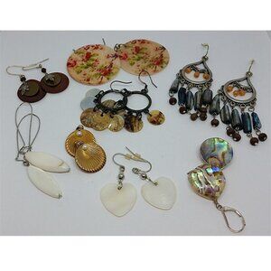 HUGE lot 8 earrings shell MoP abalone beach boho surfer costal island chic.